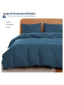 Juego de Funda Duvet para Edredon Matrimonial - Azul - Ver 3