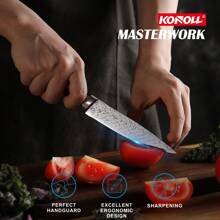 KONOLL 3/7 件套，高端厨师刀套装，配备德国刀片和人体工学手柄的专业厨房刀具系列，面包刀，多用途刀，水果刀，厨房用品 - 3 件組刀具 - 查看 8