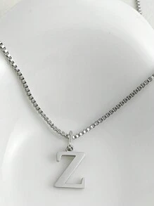 Magic Fish 1pc Classic 26 Alphabet Letter Necklace A-Z Initial Pendant Necklace Stainless Steel Jewelry Gift, Suitable For Daily Wear