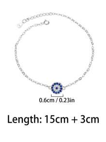1pc European And American Style 925 Sterling Silver Evil Eye Bracelet, Adjustable, For Men And Women