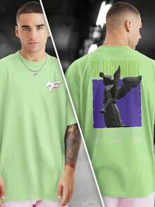 BE 100% Cotton Front And Back Printed T-Shirt GPJ1 - Màu xanh Bạc hà - Xem 1
