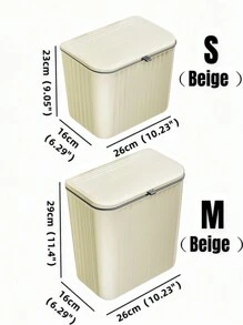 1pc Plastic Striped Wall-Mounted Trash Can, Modern Minimalist Design Home Waste Bin, Suitable For Kitchen And Bathroom,Kitchen,Bathroom,Home,Household Suppliers - White - View 6