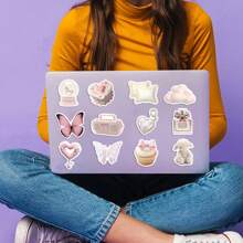 50 piezas Lindo paquete de pegatinas rosas de ballet | Pegatinas de estética de vinilo para álbumes de recortes, diarios, portátiles, parachoques, monopatines, botellas de agua, computadoras, teléfonos, dibujos animados, cascos, calcomanías de automóvil