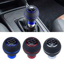 Universal Leather 5-Speed Knob Gear Shifter Stick, Aluminum Manual Transmission Gear Shift Handle, Auto Part - one-size - View 2