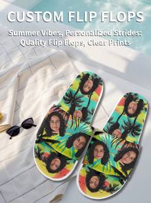 Customized Pattern 3D Printed Women's Non-Slip Durable & Lightweight Soft Slides, Suitable For Indoor/Outdoor & Garden Wear (Midsole Customizable) - White - View 3