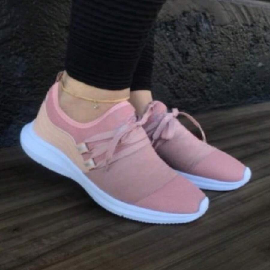 Women's Two-Tone Training Gym Sneakers, Super Light And Comfortable, Various Colors On - NUDE VÀ TRẮNG - Xem 1