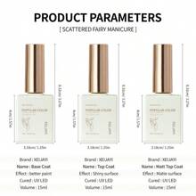 1pc Gel Top Coat And Base Coat Set No Wipe Matte Glossy Top Coat Long Lasting UV Soak Off Combination Gel Nail Polish - Clear - View 8