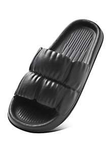 TIKP 男女通用室内/户外拖鞋，EVA 浴室防臭软底防滑静音男士凉鞋 - 黑色 - 查看 3