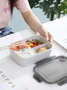 1pc 3-Compartment Bento Lunch Box, Bento Box Adult Lunch Box, Adult/Student Lunch Container,Microwave Safe, Anti-Scald, Leak-Proof Bento Box,Adult/Student Lunch Container, Microwave Heating/Dishwasher Cleaning, Suitable For School, Work, Travel And Camping School Supplies,Back To School - Multicolor - View 4