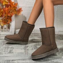 Botas de nieve acolchadas y cálidas para mujeres, nuevas botas cortas de invierno 2024 con suela gruesa y parte superior alta