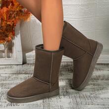 Botas de nieve acolchadas y cálidas para mujeres, nuevas botas cortas de invierno 2024 con suela gruesa y parte superior alta