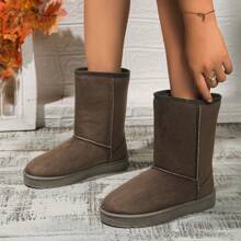 Botas de nieve acolchadas y cálidas para mujeres, nuevas botas cortas de invierno 2024 con suela gruesa y parte superior alta