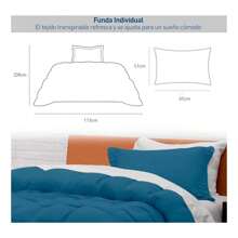 Juego de Funda Duvet para Edredon Individual - Azul - Ver 4