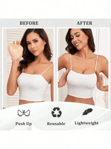 1 对双面粘性胸罩插入物粘合胸垫聚拢丰胸垫可重复使用加垫超即时提升插入物 - 彩色 - 查看 3
