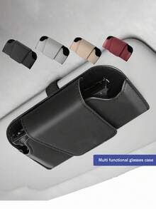 1pc Car Glasses Clip Multi Functional Leather Car Glasses Box Car Glasses Storage Box - one-size - View 11