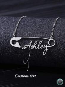 不锈钢别针形状定制项链个性化定制名字时尚项链精致精美珠宝 - 銀色 - 查看 1