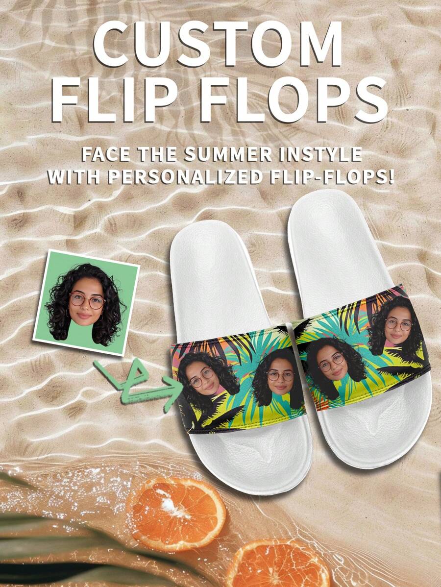 Custom-Printed 3D Slip-Resistant, Anti-Wear, Lightweight Strap Slide Sandals For Men And Couples, Suitable For Indoor/Outdoor And Garden Wear - White - View 1