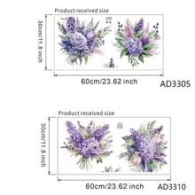 2pcs Lavender Hyacinth Flower Decal Stickers, Waterproof Bathroom & Toilet Wall Decor,Stickers,Wall Decal, Vinyl Decal For Home Decorations,Spring Decoration Items Refresh Your Home,Rama Decoration Stickers Gifts Birthday Graduation