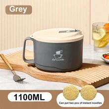 1 件大容量不锈钢面碗，宿舍方便面杯午餐盒带盖保温碗圣诞礼物