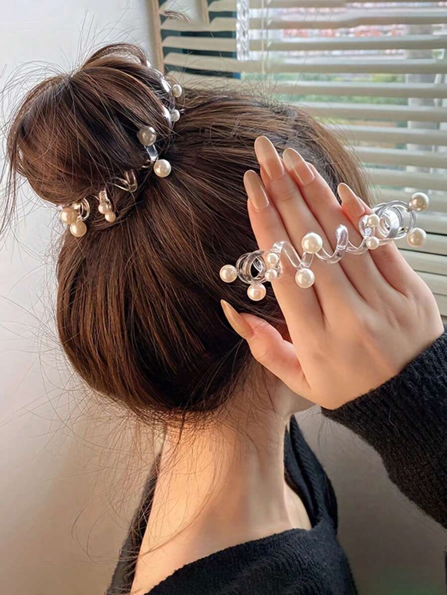 2/4 Stücke Telefon-Draht Scrunchies mit Perlen, einfache Haargummis für Dutt, Pferdeschwanz Accessoires