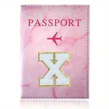 Chic Personalized Passport Holder For Women & Teens - Initial PU Leather Wallet With 26 Letter Patches, Stylish Travel Card Case, Perfect Unique Gift For Her, Enhance Your Jetset Style Travel Essentials School Back To School School Supplies Holiday Holiday Essentials Vacation Accessories Passport Cover - Dusty Pink - View 24