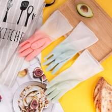 2pcs Two Tone Dishwashing Gloves, Thickened Kitchen Latex Gloves, Bowl Rubber, Gradient Color Rubber, Household Car Wash, Cleaning And Prevention