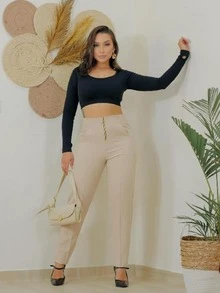 Women's Tailored Trousers. - Màu be - Xem 2