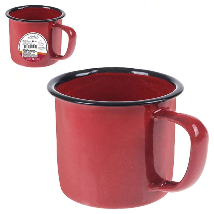 Retro Enameled Mug 350ml Vintage Set Of 6 Units - Đỏ - Xem 1