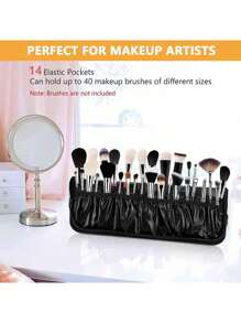 Makeup Brush Bag Organizer Foldable Makeup Brush Artist Case Travel Brush Holder Portable Zipper Professional Handbag For Travel Home Gift - Black - View 8