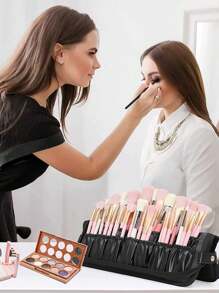 Makeup Brush Bag Organizer Foldable Makeup Brush Artist Case Travel Brush Holder Portable Zipper Professional Handbag For Travel Home Gift - Black - View 6