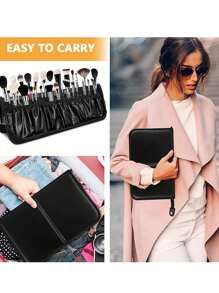Makeup Brush Bag Organizer Foldable Makeup Brush Artist Case Travel Brush Holder Portable Zipper Professional Handbag For Travel Home Gift - Black - View 3