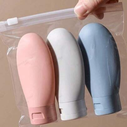 3 件 60ML 可再填充硅胶旅行瓶套装 - 防漏、可挤压，适用于洗发水、乳液和洗漱用品 - 非常适合随身携带和外出使用，清新剂情人节情人节用品婚礼用品