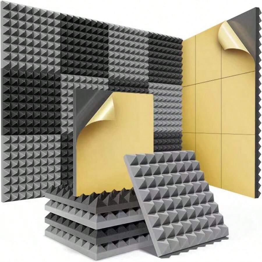 12入組/24入組12x12x2英寸高彈性吸音棉板，適用於兒童房、直播間、音樂錄音室、家庭裝飾和聲學處理。 - 彩色 - 查看 1