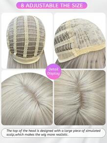 1 件合成耐热、长直发假发，白金色假发，带刘海，26 英寸长，由纤维制成，适合日常使用，自然逼真的假发（不包括配件） - 金色 - 查看 9