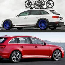 适用于奥迪 A4 B8 B9 B7 8W 8K 8E Avant Quattro Allroad TFSI 2 件车门贴纸侧裙饰条乙烯基贴花条纹汽车配件 - 210x8cm/82.67x3.14inch - 查看 3