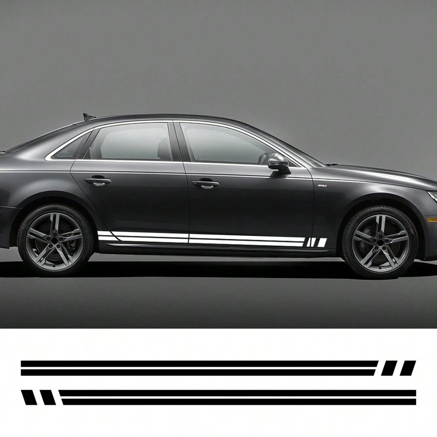 适用于奥迪 A4 B8 B9 B7 8W 8K 8E Avant Quattro Allroad TFSI 2 件车门贴纸侧裙饰条乙烯基贴花条纹汽车配件 - 210x8cm/82.67x3.14inch - 查看 1