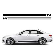 适用于奥迪 A4 B8 B9 B7 8W 8K 8E Avant Quattro Allroad TFSI 2 件车门贴纸侧裙饰条乙烯基贴花条纹汽车配件 - 210x8cm/82.67x3.14inch - 查看 2