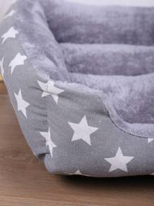 1pc Star Pattern Warm & Breathable Pet Bed, Suitable For Cats & Small Dogs, All Seasons. (Note: Please Buy One Size Larger For More Comfort. The Product May Appear Flattened When First Opened Due To Compression, But Will Regain Its Original Shape After 3-5 Days Of Manual Fluffing And Placement.) - Grey - View 8