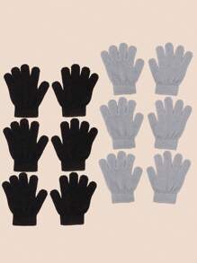 6pairs Children Solid Color Knitted Gloves Set, Suitable For Outdoor Daily Sports, Cold-Proof And Warm - Multicolor - View 4