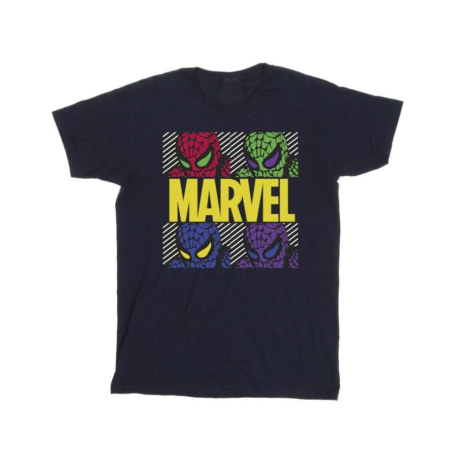 Marvel Mens Spider-Man Pop Art T-Shirt (Navy Blue)