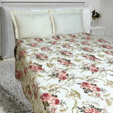 Double Bedspread With Pillowcase - Lovely Prints And Thick Fabric - Coral Pink - View 3