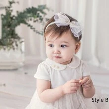 Baby Girl Lace Bow Headband With Elastic, Lovely Bowknot Hairband, Birthday Gift Love Valentine - White - View 8