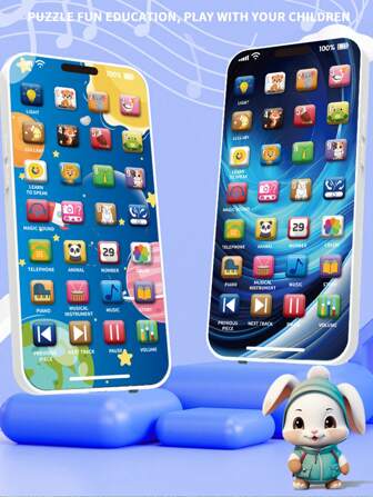 1 件功能性英语模拟触摸屏电话，带 28 个按钮、10,000 多种教育内容、音乐、认知和开发玩具，适合幼儿男孩和女孩