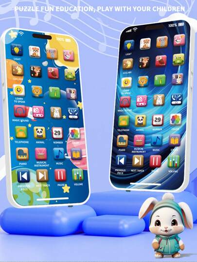 1 件功能性英语模拟触摸屏电话，带 28 个按钮、10,000 多种教育内容、音乐、认知和开发玩具，适合幼儿男孩和女孩