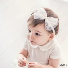 Baby Girl Lace Bow Headband With Elastic, Lovely Bowknot Hairband, Birthday Gift Love Valentine - White - View 7