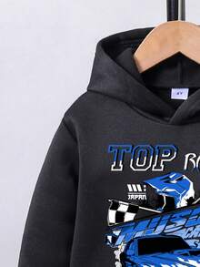 Young Boys Race Car Print Hoodie And Sweatpants Set - Black - View 5