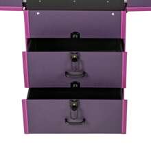 LOYALHEARTDY Rolling Makeup  Case, Lockable Portable Cosmetic Organizer Trolley, Large Make Up Cosmetic Orgainzer - 紫色 - 查看 8