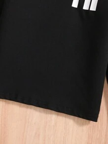 男童空调房居家服套装，长袖上衣搭配格子裤，防踢保暖，“Hi”印花衬衫搭配黑白格子裤，面料舒适，适合春、秋、夏三季穿着。 - 黑色 - 查看 8