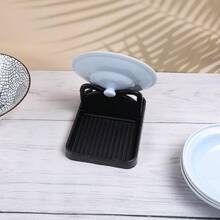 1pc Plastic Pot Lid Holder Stand, Kitchen Pot Cover Storage Rack - Black - View 4