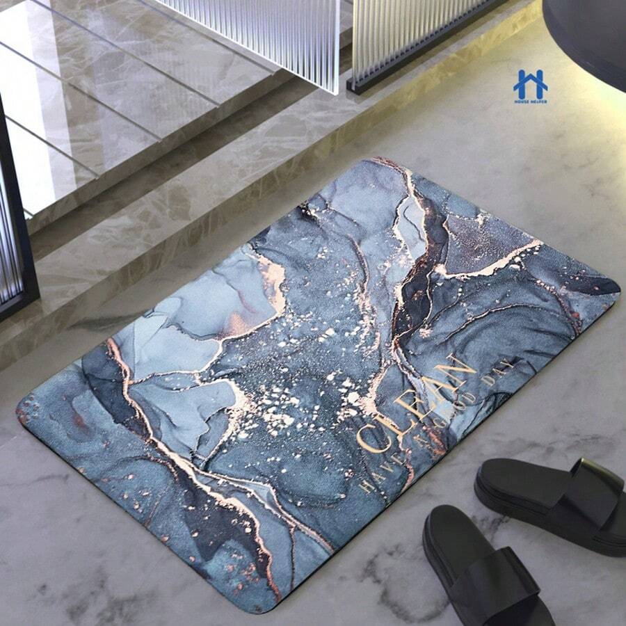 Square Bathroom Mat Absorbs Water Non-Slip Quick Drying 38x58cm - 淺灰色 - 查看 1